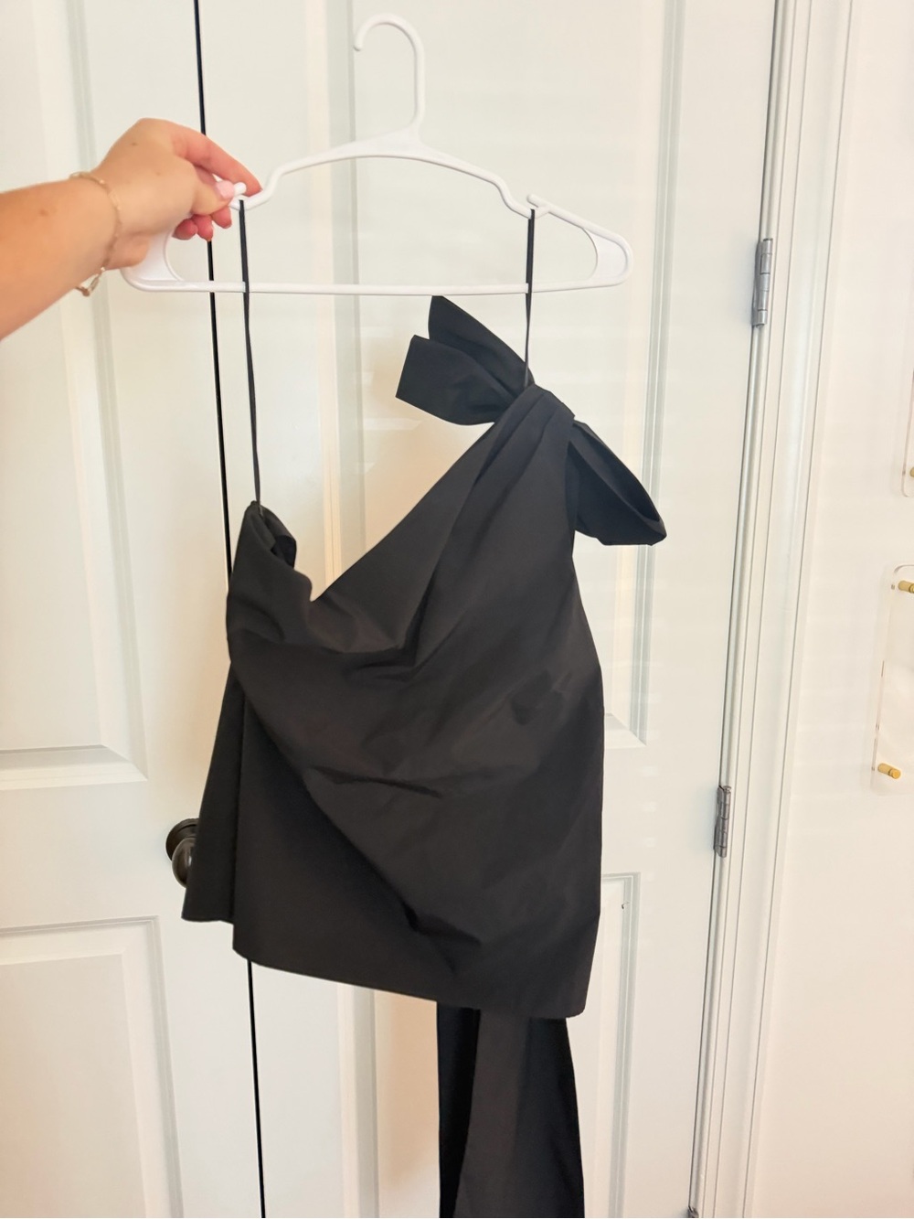 Amanda upRichard Black One-Shoulder Bow Detail Top - Women